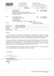 Tổng thầu JGCS gửi thư cảm ơn Công ty ANDK 
